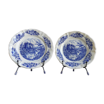 Lot de 2 assiettes creuses de collection en porcelaine Sarreguemines, années 1970