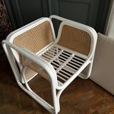 Rattan and cane armchair