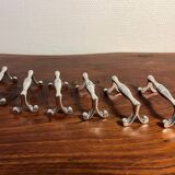 Silver metal knife cutlery holder, 80s design