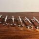 Silver metal knife cutlery holder, 80s design