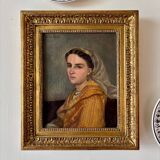 Portrait à l'huile sur toile encadré