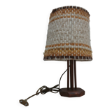 Wooden table lamp with wool lampshade