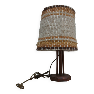 Wooden table lamp with wool lampshade
