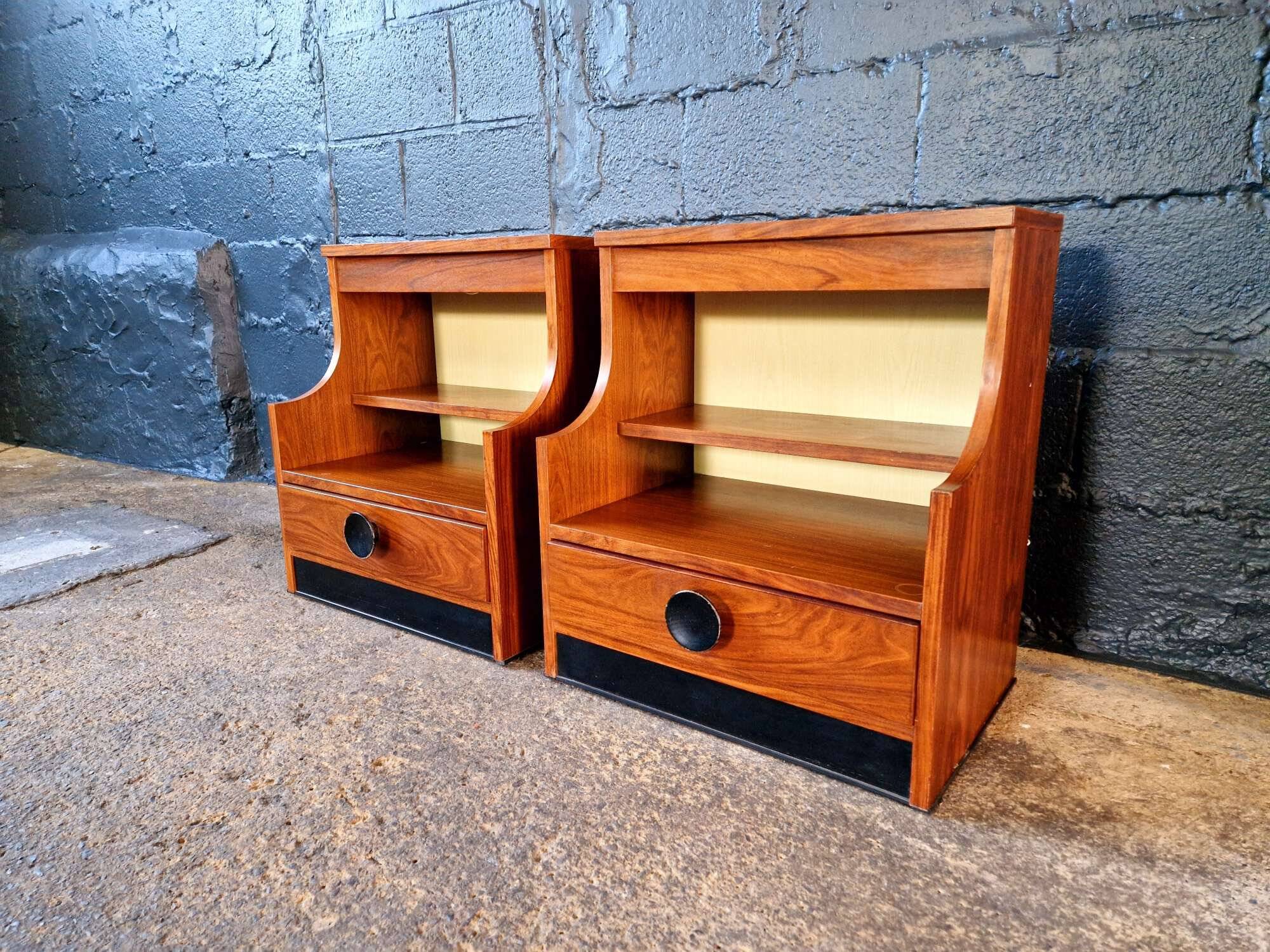 Pair of rosewood bedside tables, 1960s-70s
