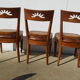 6 chaises en bois exotique et cuir