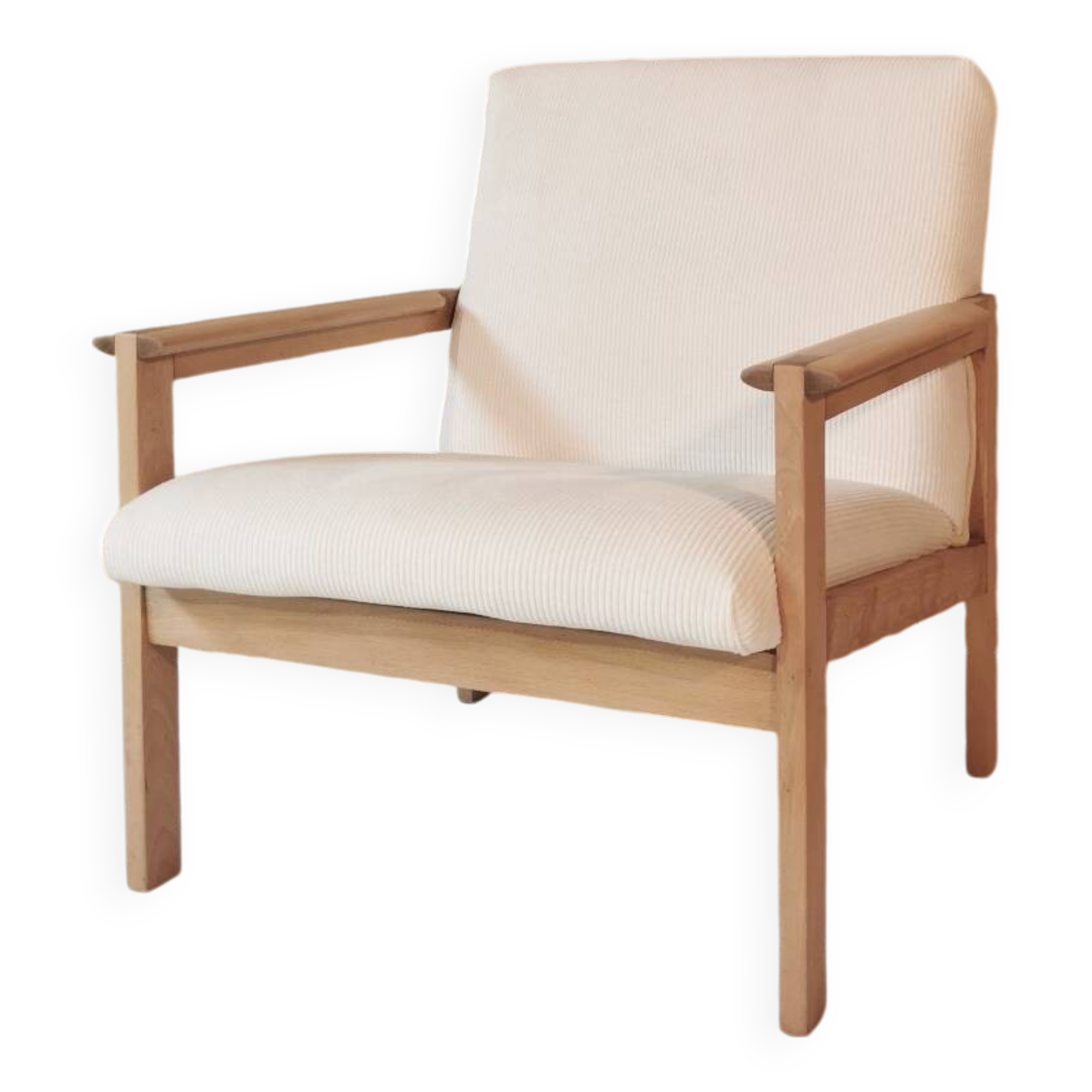 Fauteuil velours ivoire