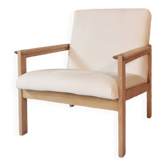 Fauteuil velours ivoire