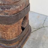 Colonne vis de pressoir en bois ancienne 19ème art populaire rustique en chêne