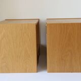 2 Scandinavian wall-mounted bedside tables with drawers, oak, 1960