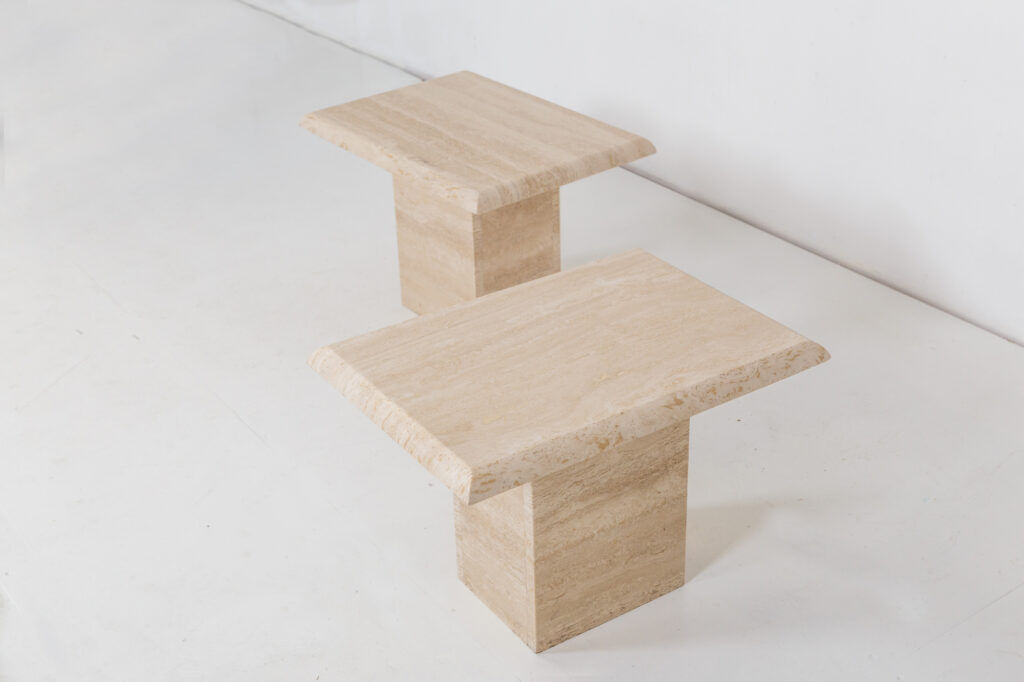 2 end of vintage travertine sofa