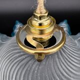 Vintage pendant light in blue gradient draped opaline glass