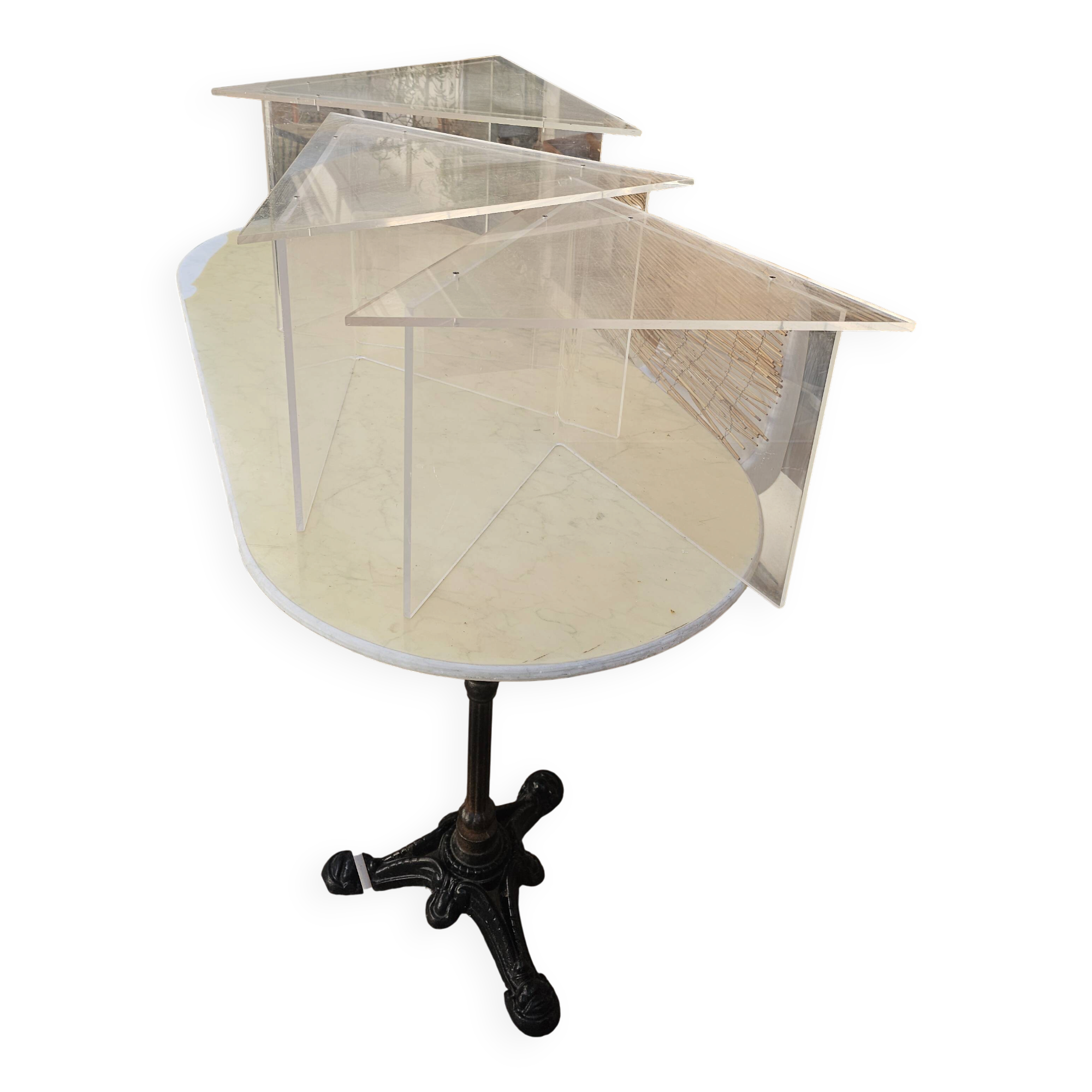 Table gigogne plexiglass triangle 90's