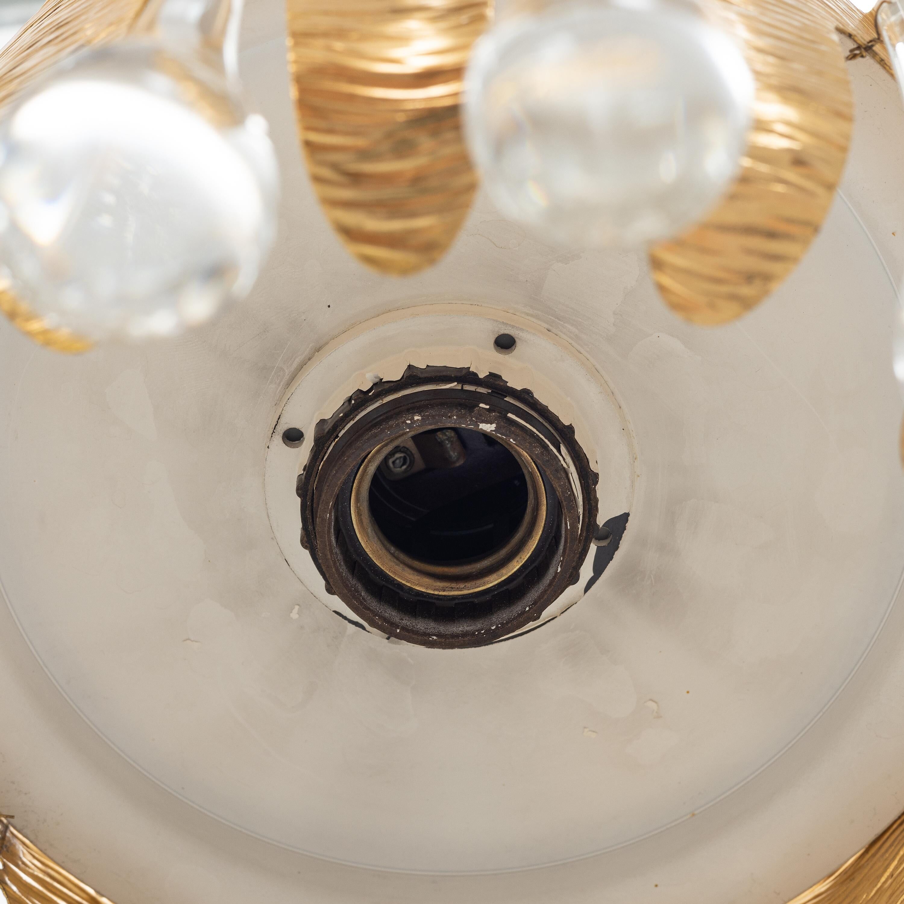 Palwa ceiling light by Palme & Walter, gilded brass and glass, Germany, 1970s.