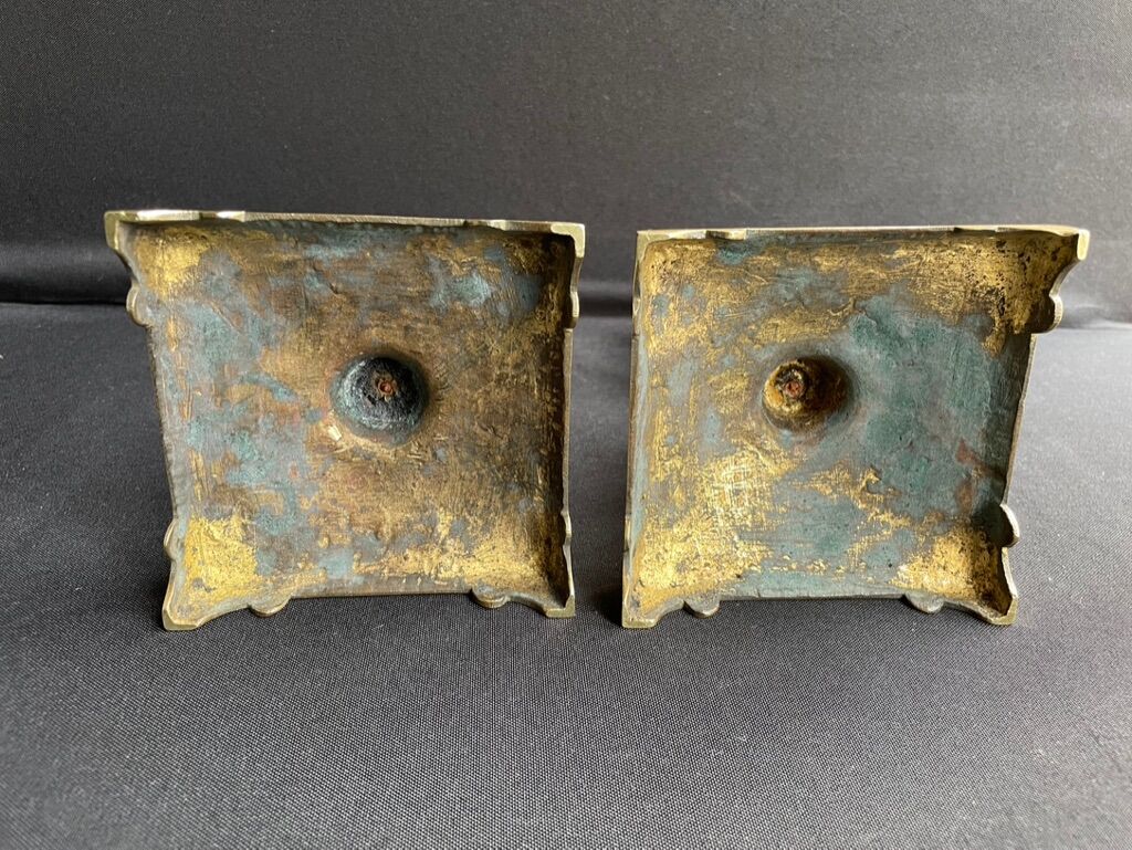 Pair of Napoleon III candle holders - Louis XIV style - Bronze (gilded)