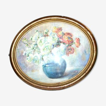 Aquarelle "bouquet de pivoines" 1900-1920, Madeleine lacourt 1879-1944