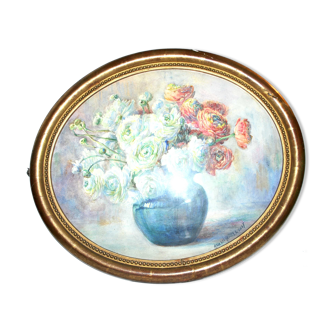 Aquarelle "bouquet de pivoines" 1900-1920, Madeleine lacourt 1879-1944