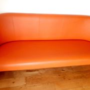 Three-seater sofa, vintage orange Gulf bench.