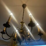 Brass Mid-Century Chandelier - 6 light branches