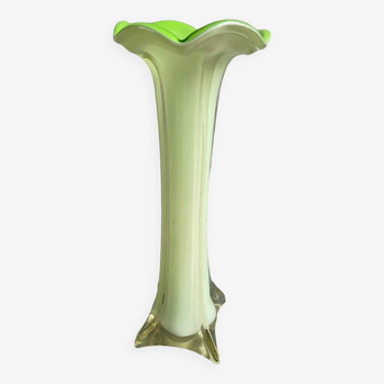 Vintage apple green opaline soliflore vase
