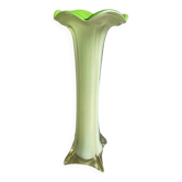 Vase soliflore en opaline vert pomme vintage