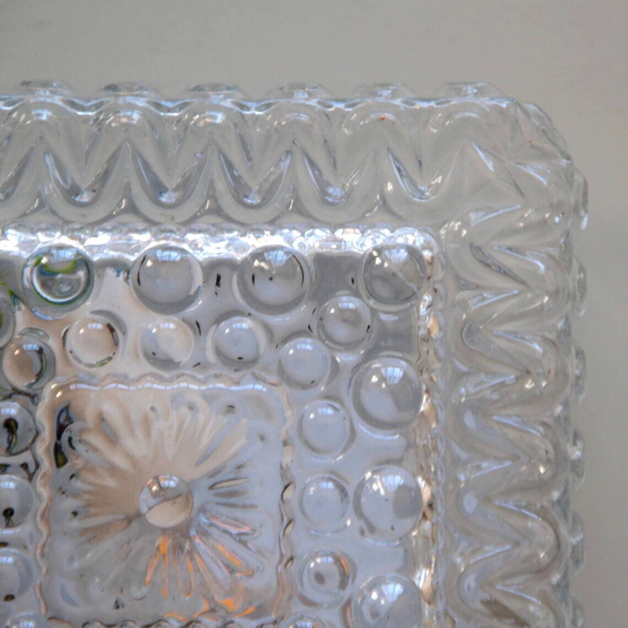 Small square ceiling light wall light in minimalist glass 1970 1980 seventies eighties LAMP-5046