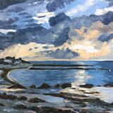 Seasideboard brittany oil painting on canvas