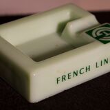 Three opalex ashtrays at the Logo of the Trans-Atlantic General Company - French Line - Model created by Jean Luce for the cruises of the liner Normandy and France