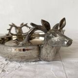 Silver plate with deer heads