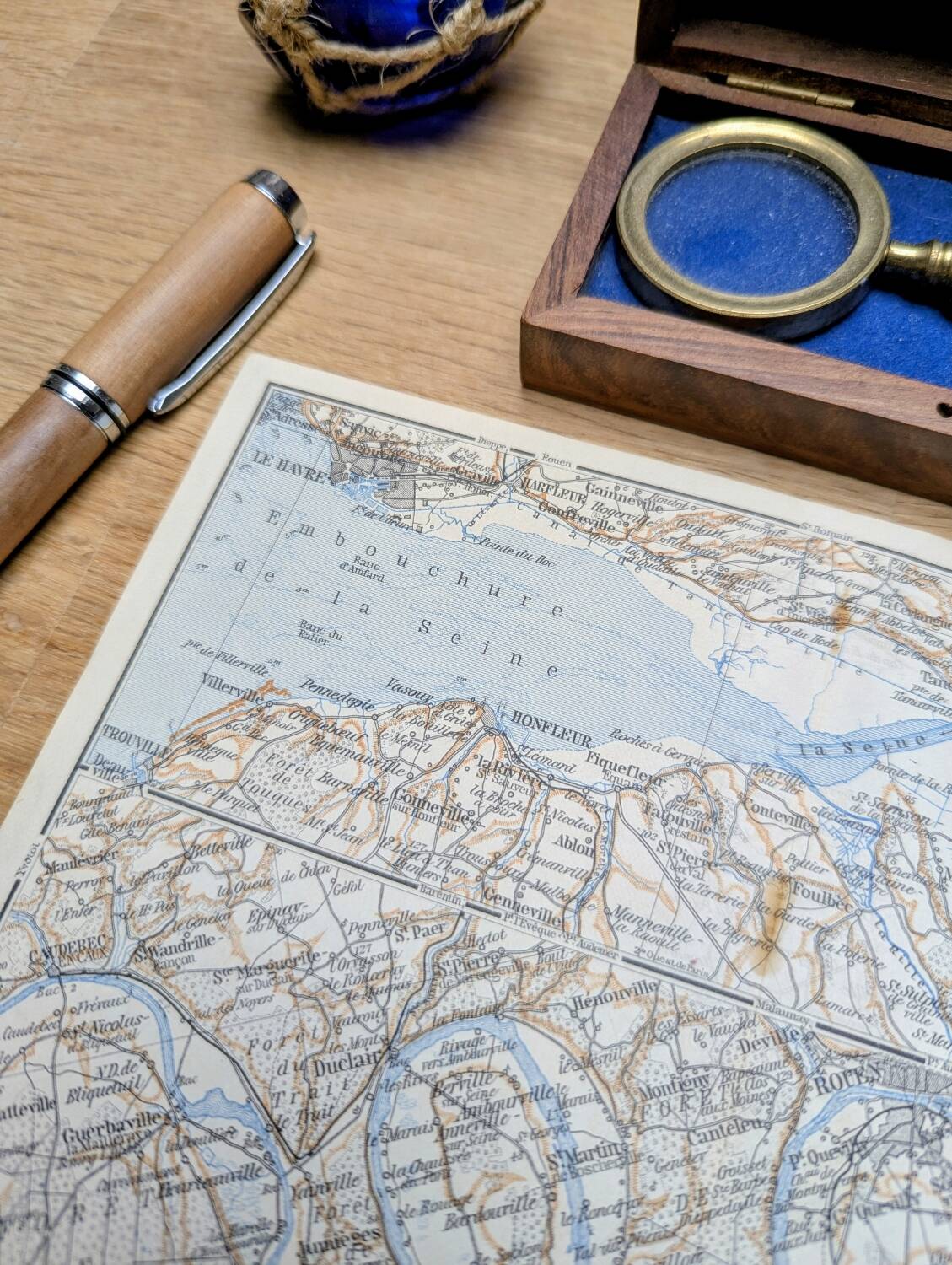 The Seine and its estuary, original map printed in 1902.