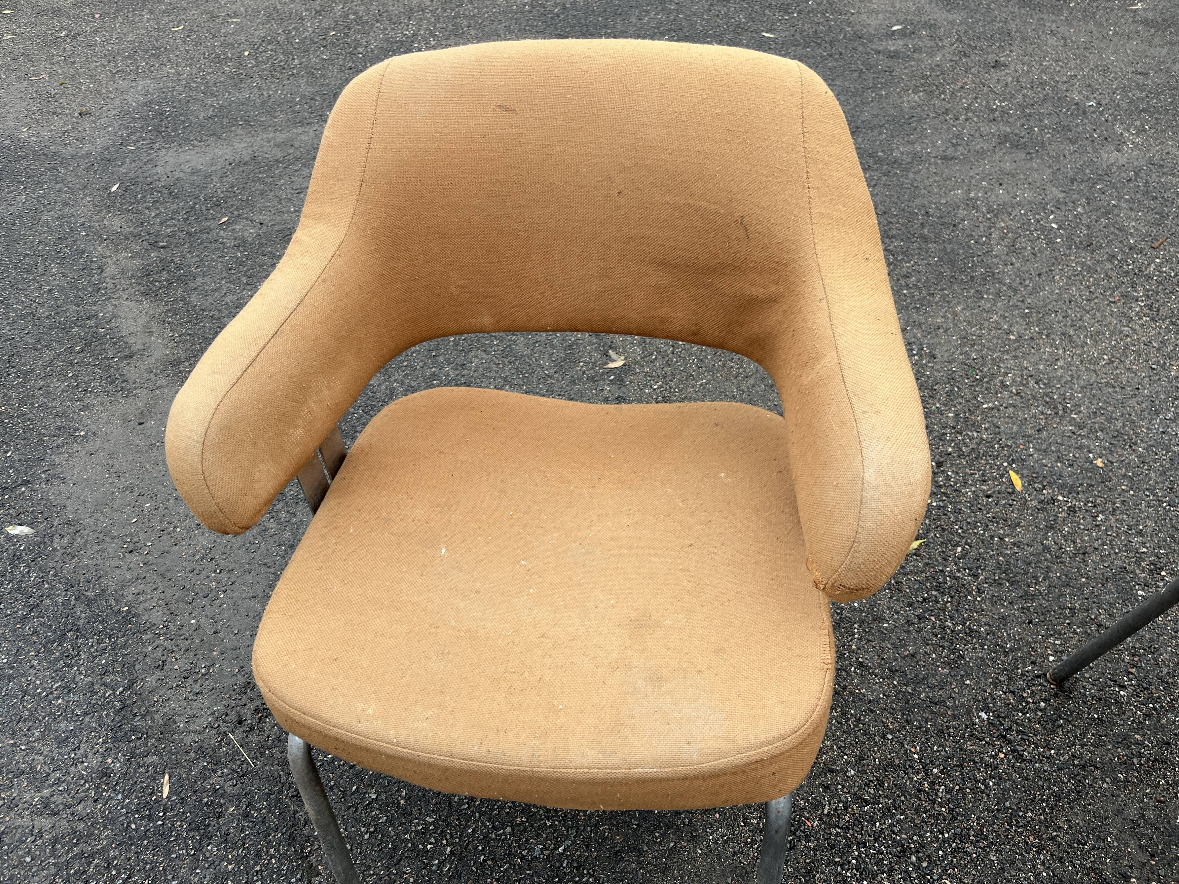 Pair of vintage armchairs with metal legs and orange fabric, 1960s-1970s