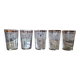 5 vintage glasses / cups, Art Deco geometric design