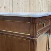 Louis xvi style sideboard from the 1950s in mahogany, oak and white marble top