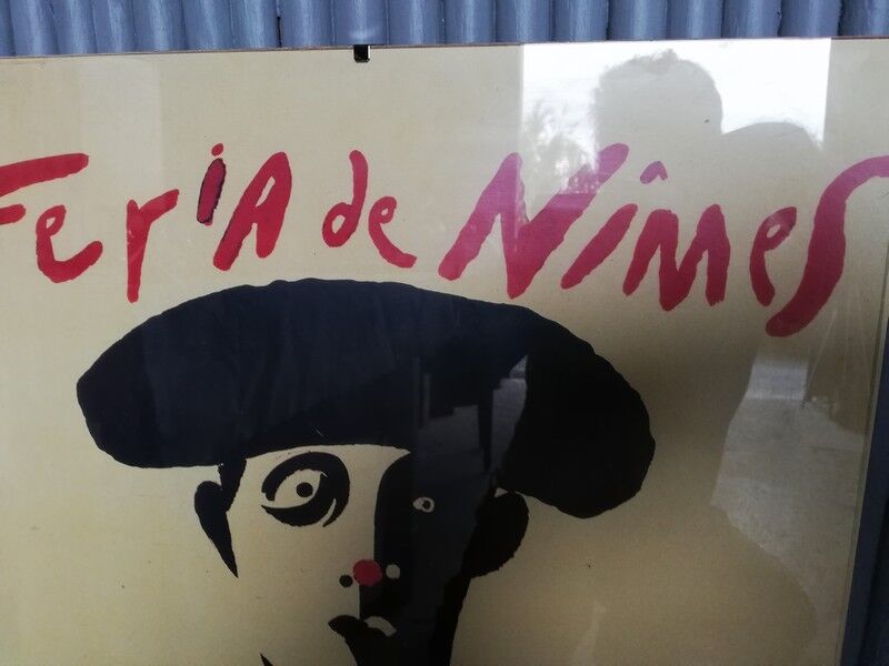 Poster Eduardo Arroyo feria Nimes 1984 under glass