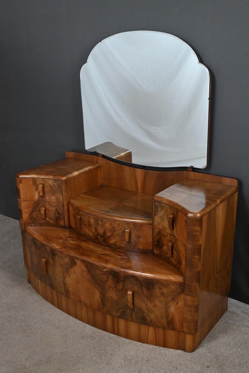 Commode-coiffeuse en ronce de noyer, Angleterre – 1920