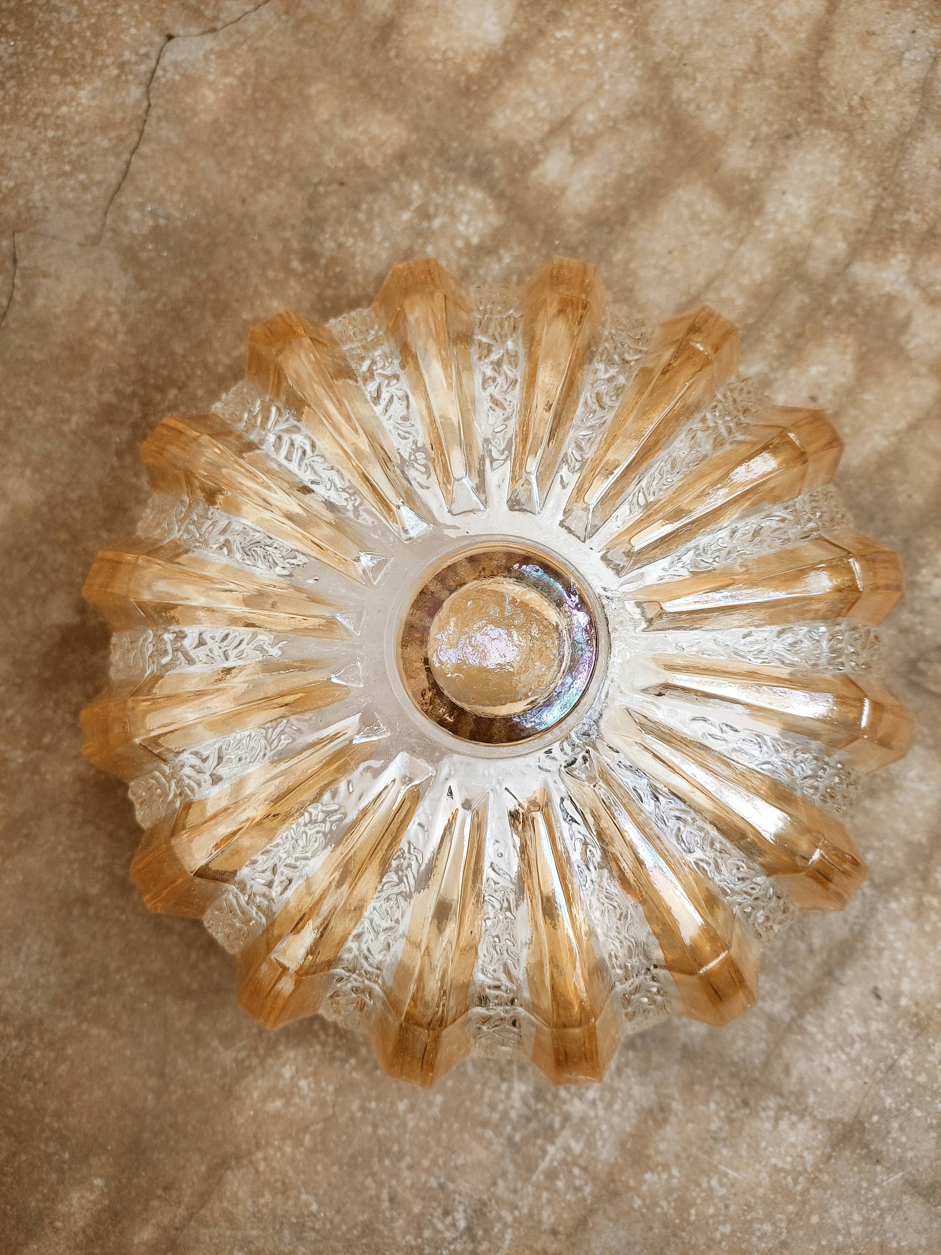 Ceiling lamp or sun wall lamp in iridescent glass