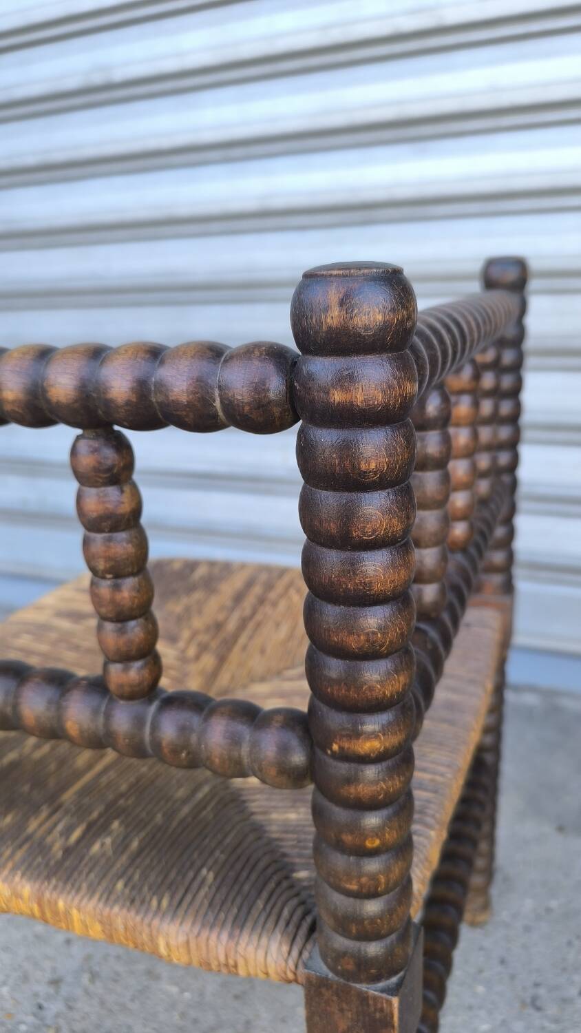 Fauteuil coin du feu en bois tourné début xx ème