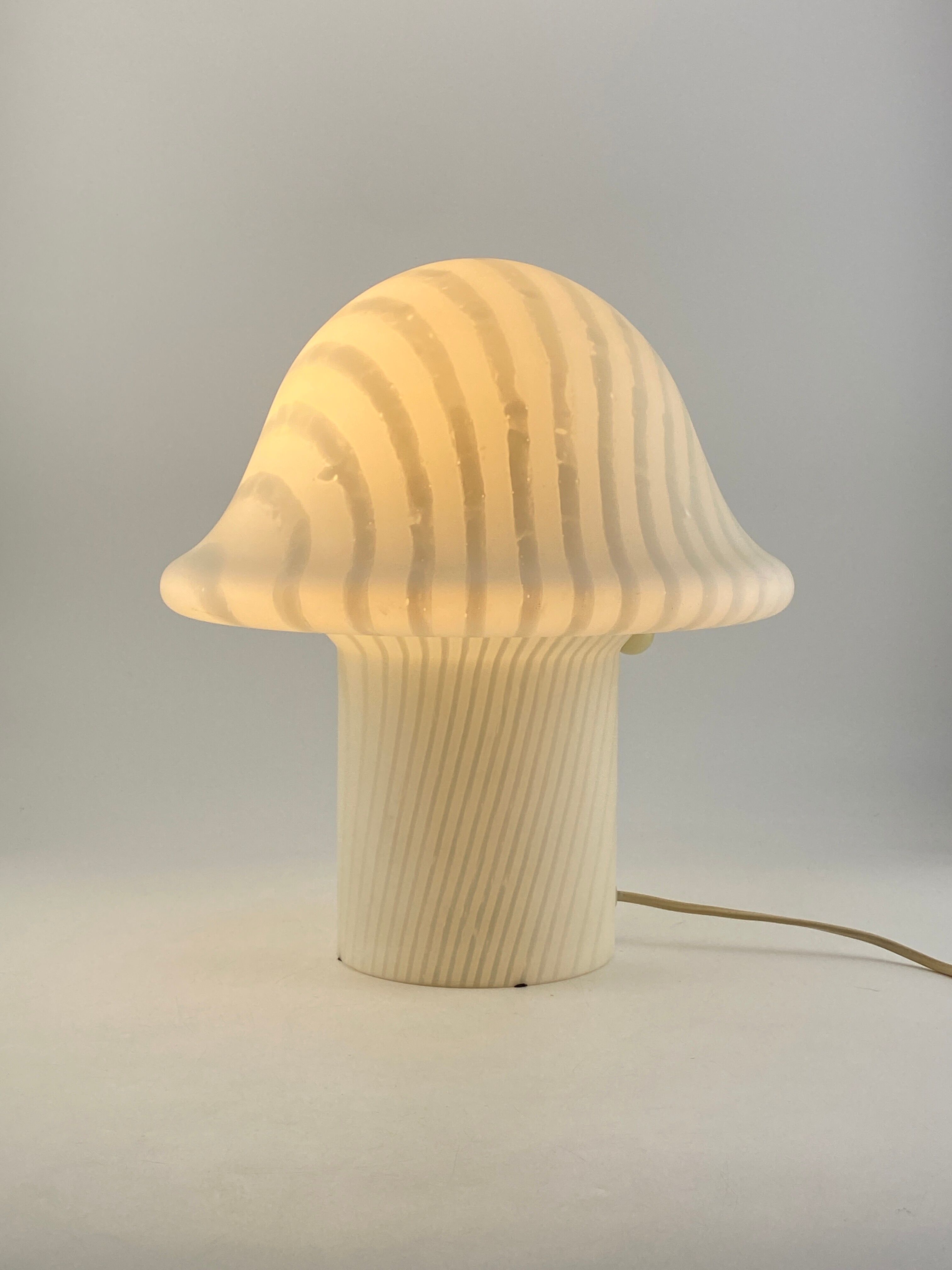 White glass Peill and Putzler mushroom table lamp XL