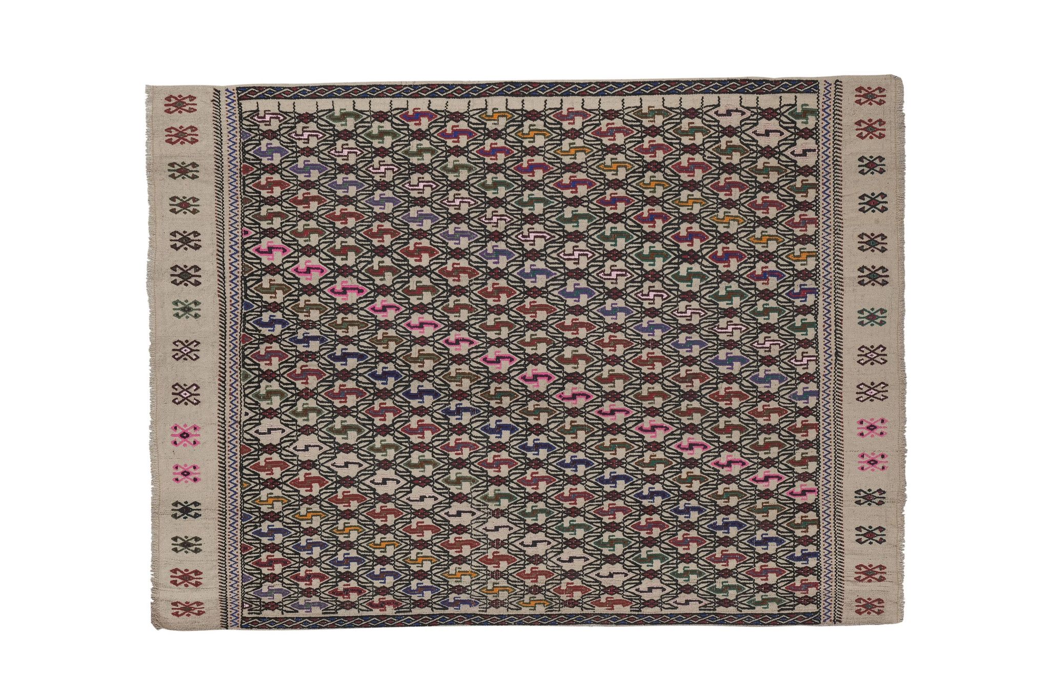Masterwork Hand-Woven Rug Braided Kilim - Tribal Designer Carpet 3'9" X 5'