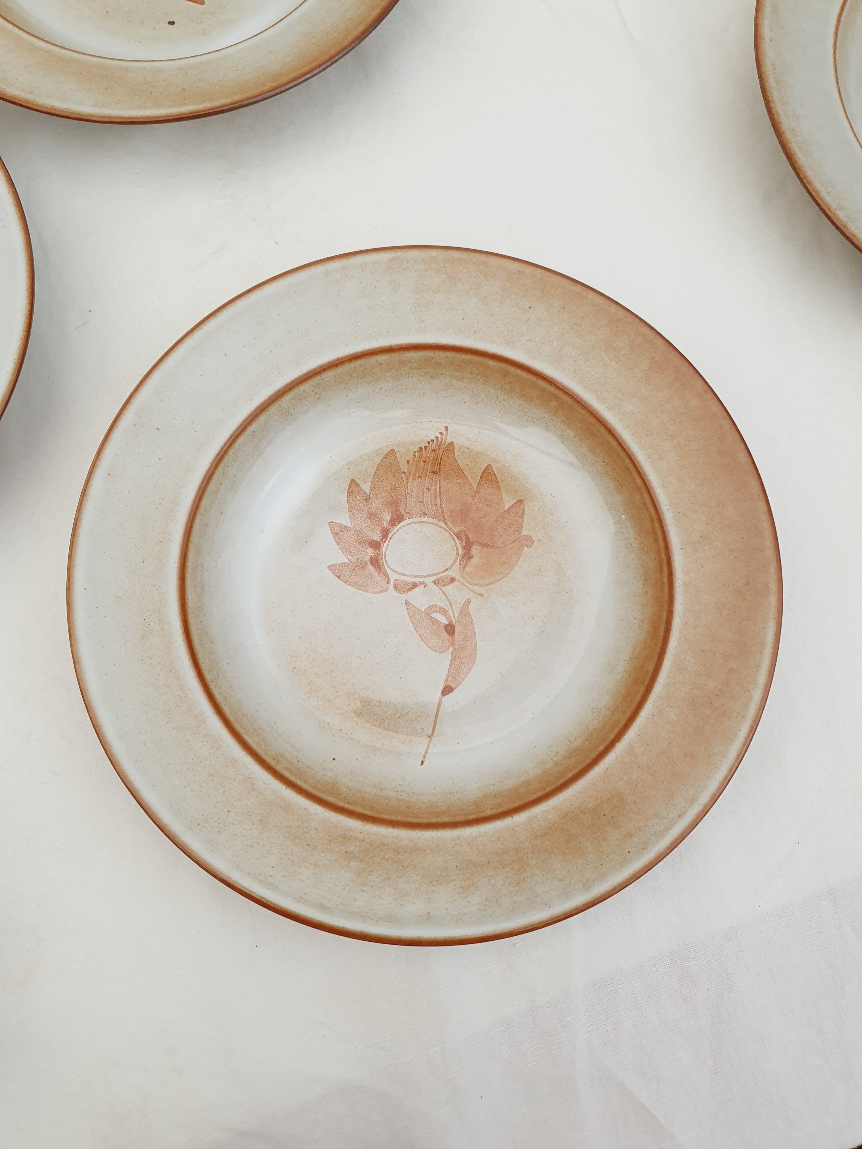 Series of 9 hollow plates pond sandstone