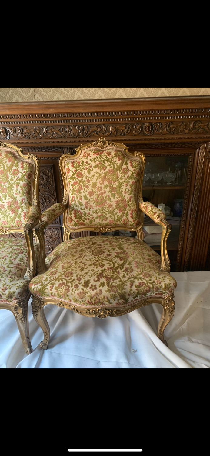 Pair of Louis XV style armchairs