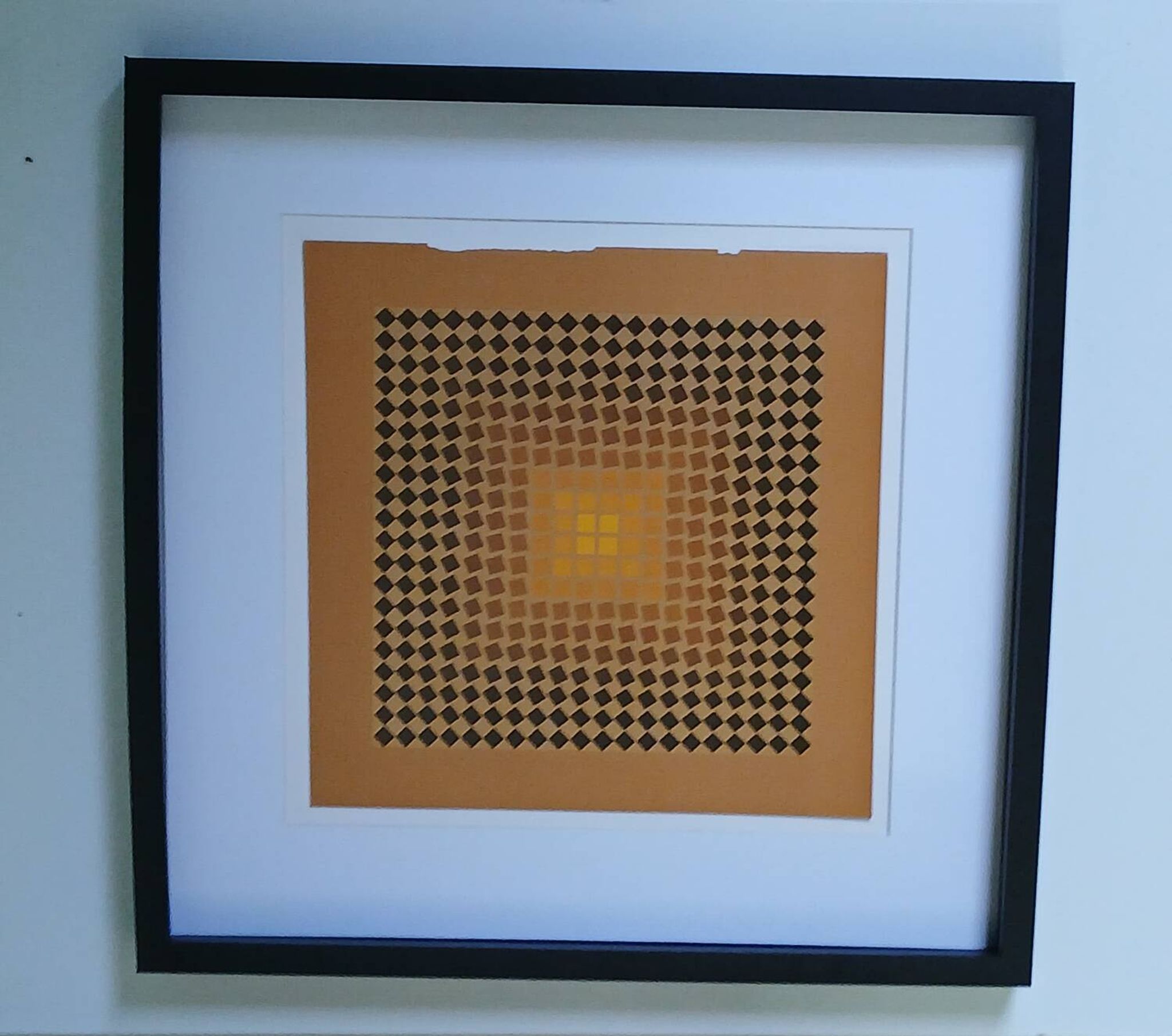 Tableau Vintage Art Optique - Victor Vasarely CTA-102 Cadre 40x40cm
