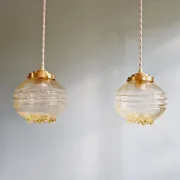 Suspension Space Age in transparent yellow glass, 1970 (10 available)