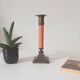 Vintage candlestick in solid gilded brass and orange wood.