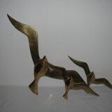 Ensemble de décoration murale 3 x mouette hirondelle oiseau laiton 80 / 90 s