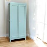 Vintage Parisian wardrobe, blue-green and gray