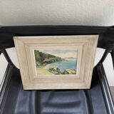 Oil on wood Mediterranean Sea J.Bellemont