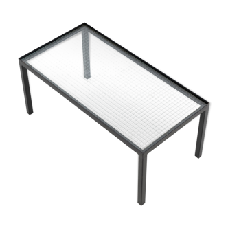 Table d'appoint minimaliste en acier et verre Janni Van Pelt pour ''My Home'', années 1950