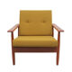 1960s armchair in teak, fabric mustard yellow
