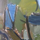 Mid-Century Modern Swedish Oil Painting "Green Park" Vintage Framed Landscape