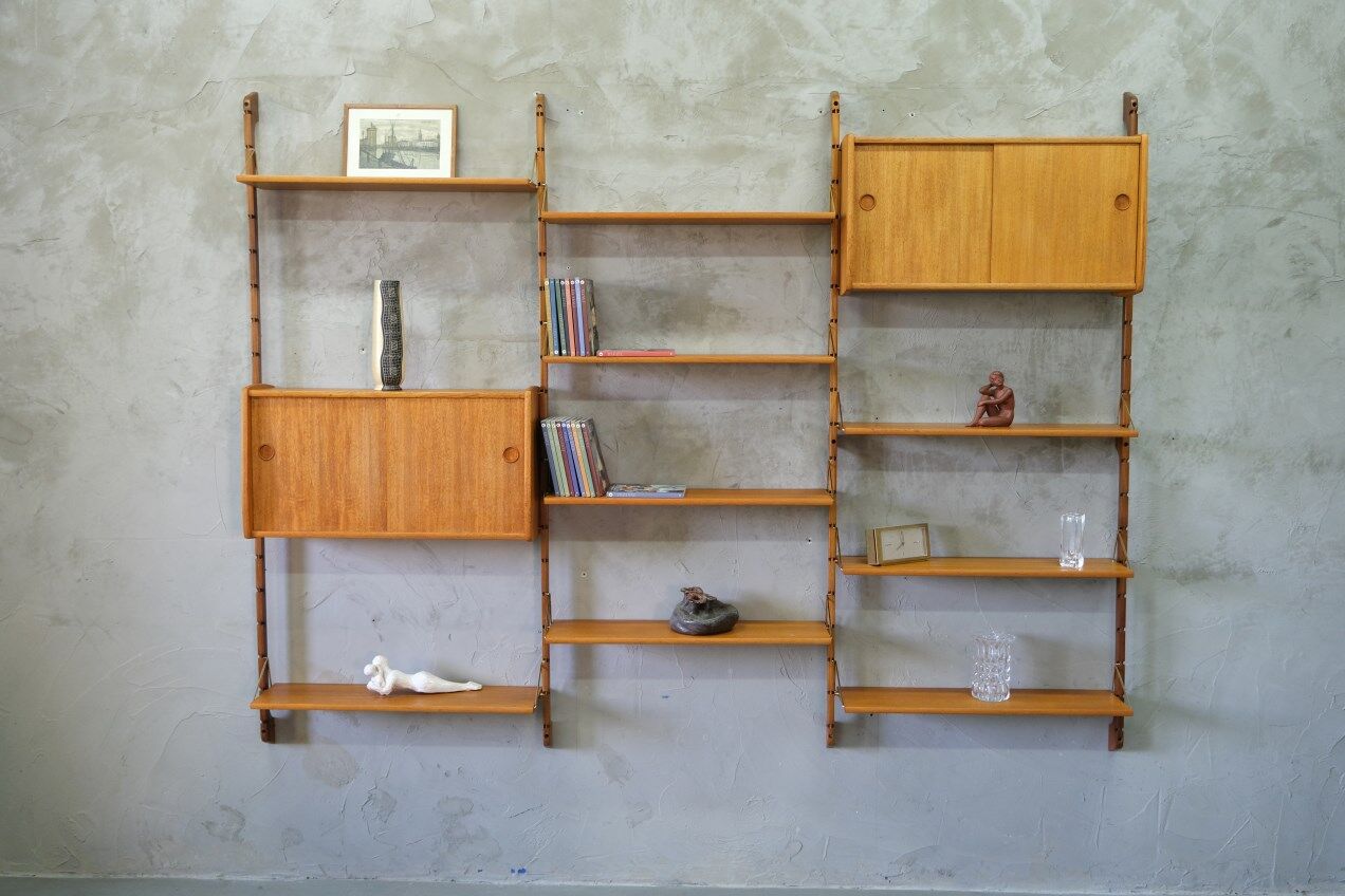 Mid-century modular teak wall unit by john texmon for blindheim mobelfabrik, norway, 1960s